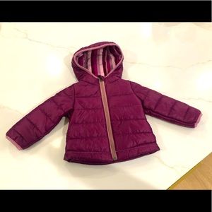 Kickee Pants magenta puffer jacket, size 6-12 months.